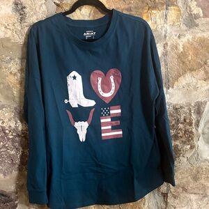 Ariat Women’s Teal Love Graphic Long Sleeve Tee